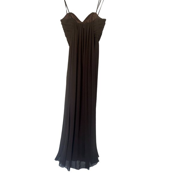 ABS Allen Schwartz Brown Chiffon Strapless Gown Floor Length Dress Size 4 NWT - Picture 2 of 13